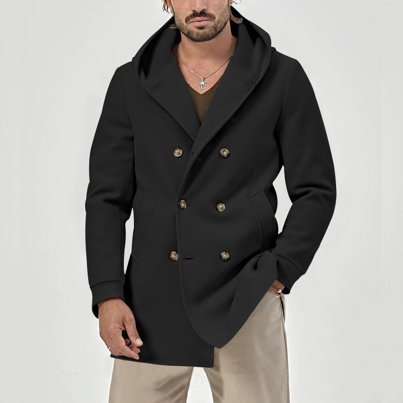 Street-Wave Mens Double-Breasted Lined Coat For Warmth And Modern Street Style Everyday