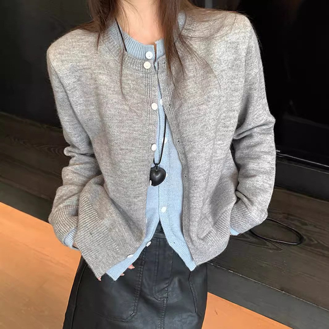 Streetwave Womens Crew Neck Knit Cardigan With Button Detail For Effortless Chic Layering