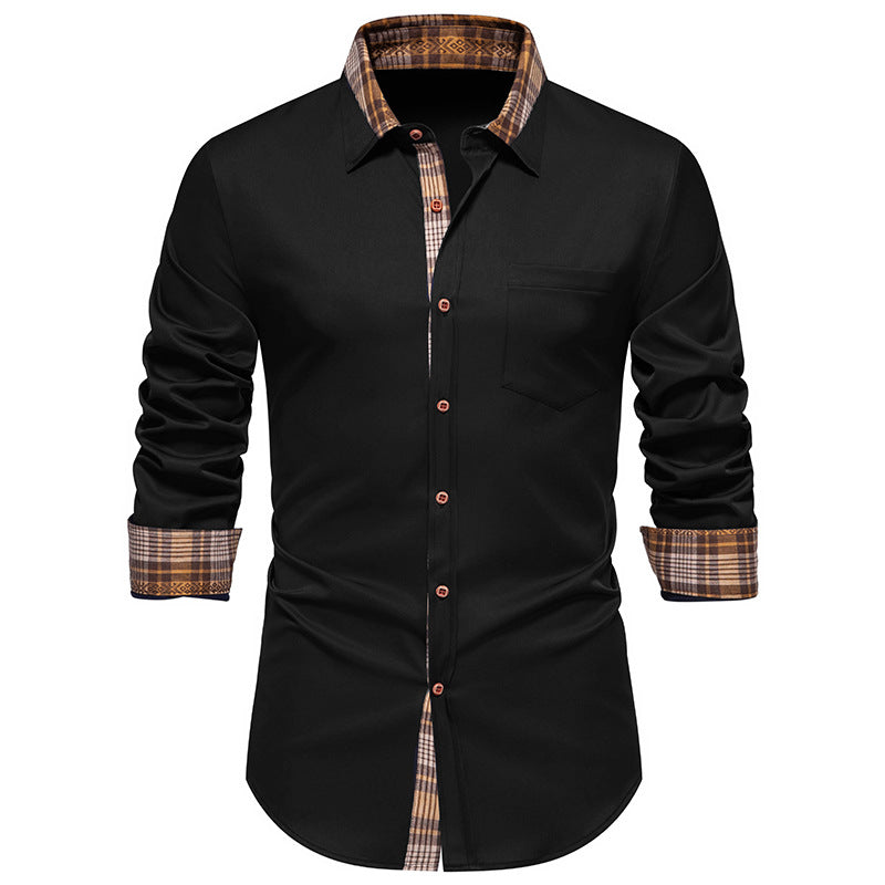 Street-wave Men's Plaid Collar Shirt With Chest Pocket For Formal Or Casual Wear Breathable Comfort
