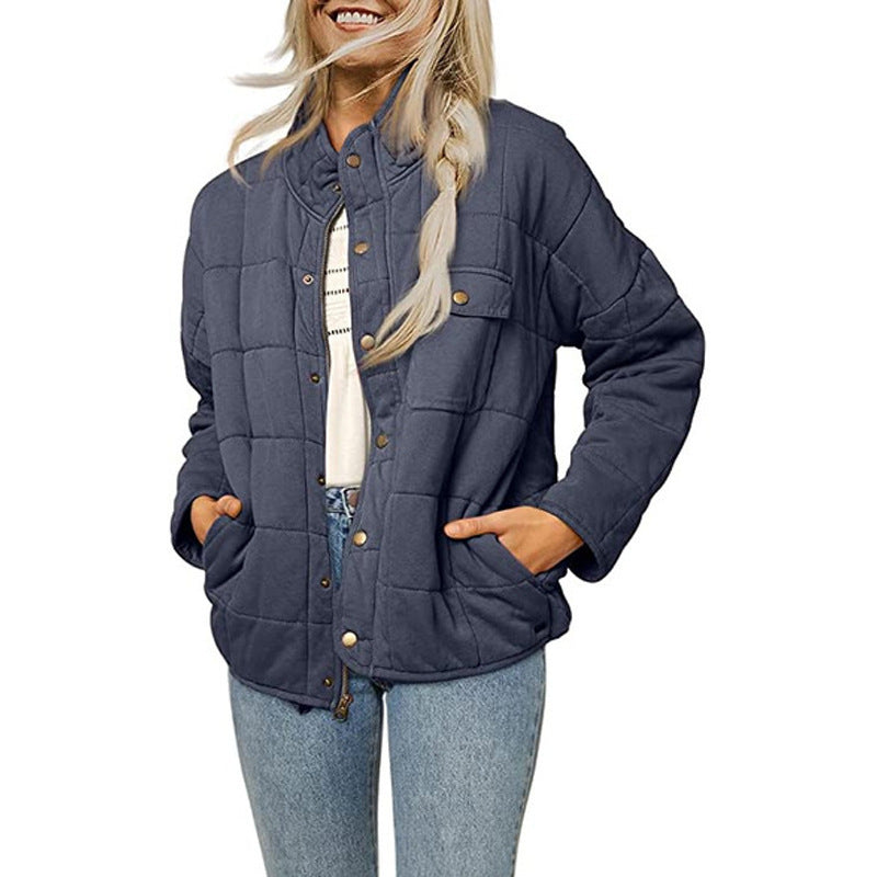 Womens Quilted Jacket Streetwave With Decorative Button Warm Cozy Outerwear For Everyday Comfort