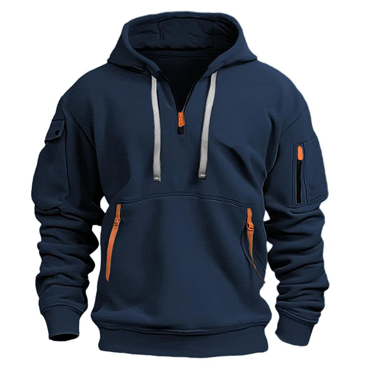 Mens Functional Hoodie Street-wave With Zippered Pockets For Active Men Comfort And Style
