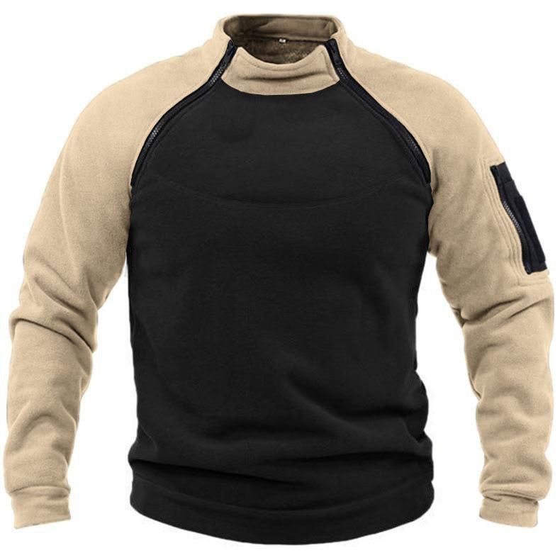 Streetwave Men's Fleece Pullover With High Collar And Functional Pockets For Outdoor