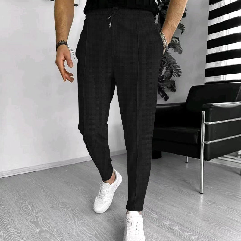 Street-wave Men's Casual Pants With Elastic Waistband Breathable Cotton Comfort For Everyday Wear