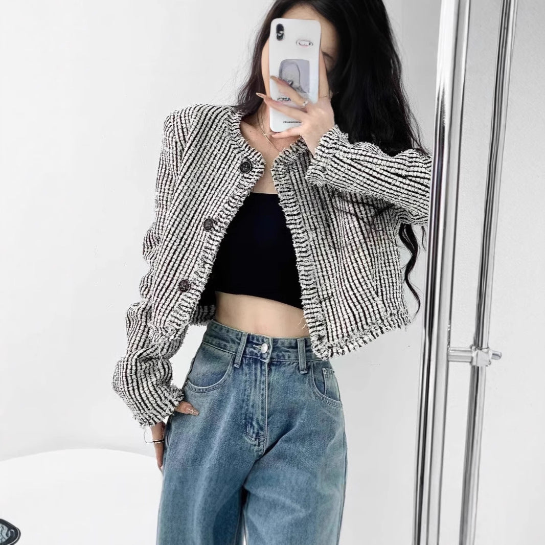 Bouclé Jacket For Women By Street-Wave With Decorative Buttons And Casual Comfortable Fit