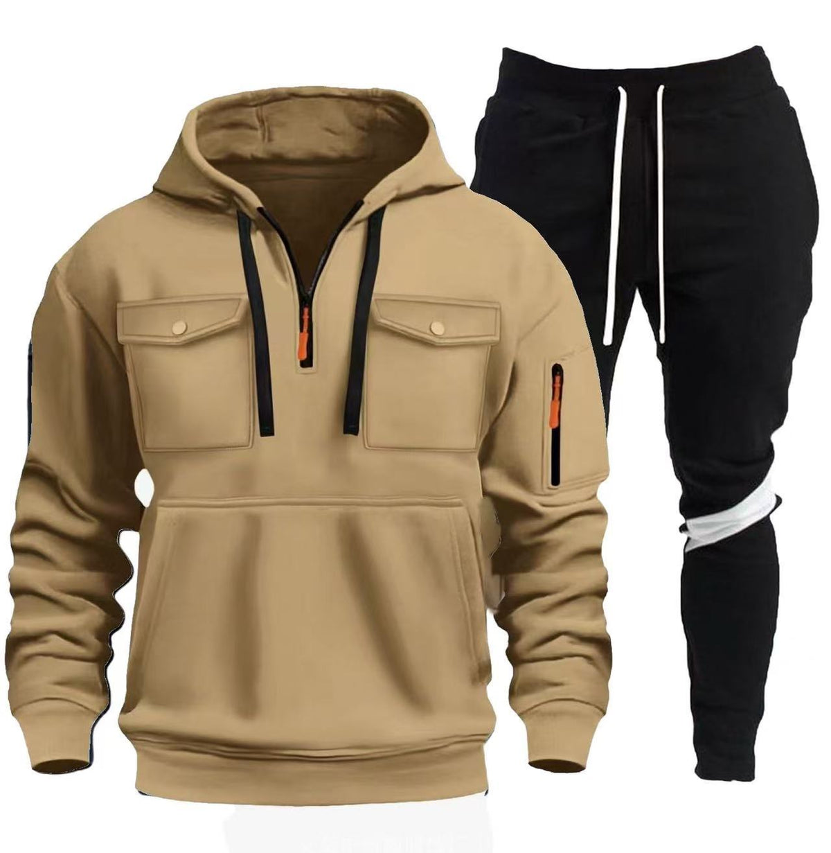 Street-wave Mens Hooded Jacket and Joggers Set Versatile Athleisure for Active Days