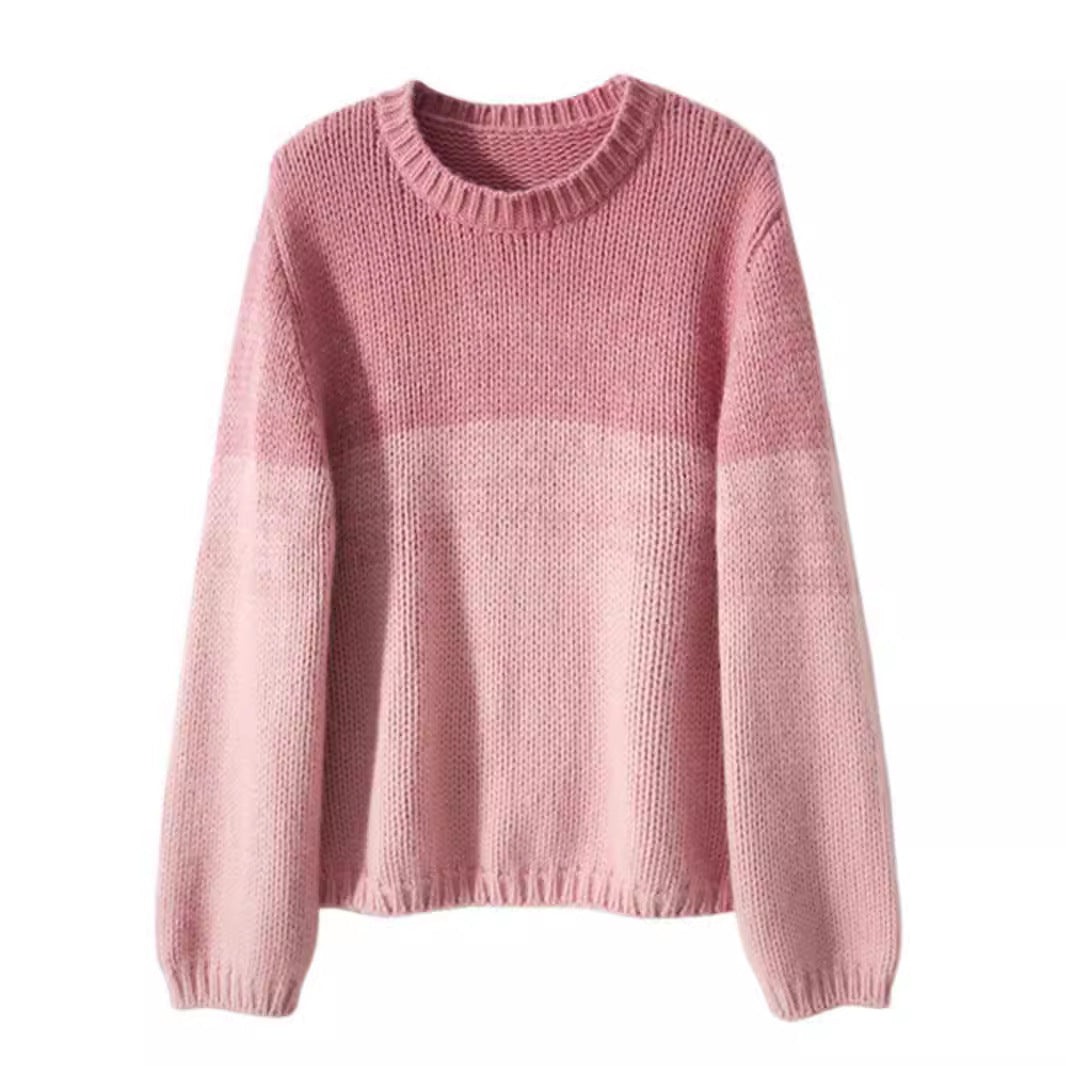 Streetwave Women's Chunky Knit Sweater With Soft Gradient And High Collar For Cozy Winter