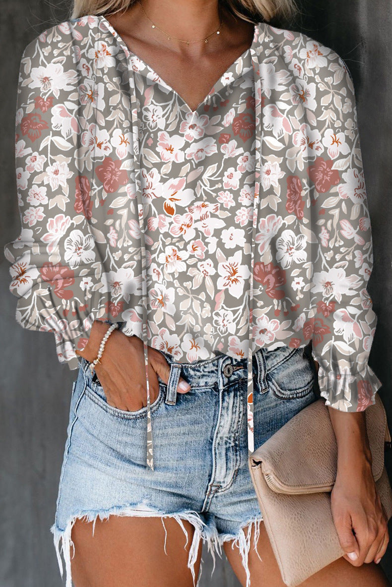 Streetwave V Neck Ruffle Blouse For Women With Leopard Print Boho Inspired Chic Elegant Top