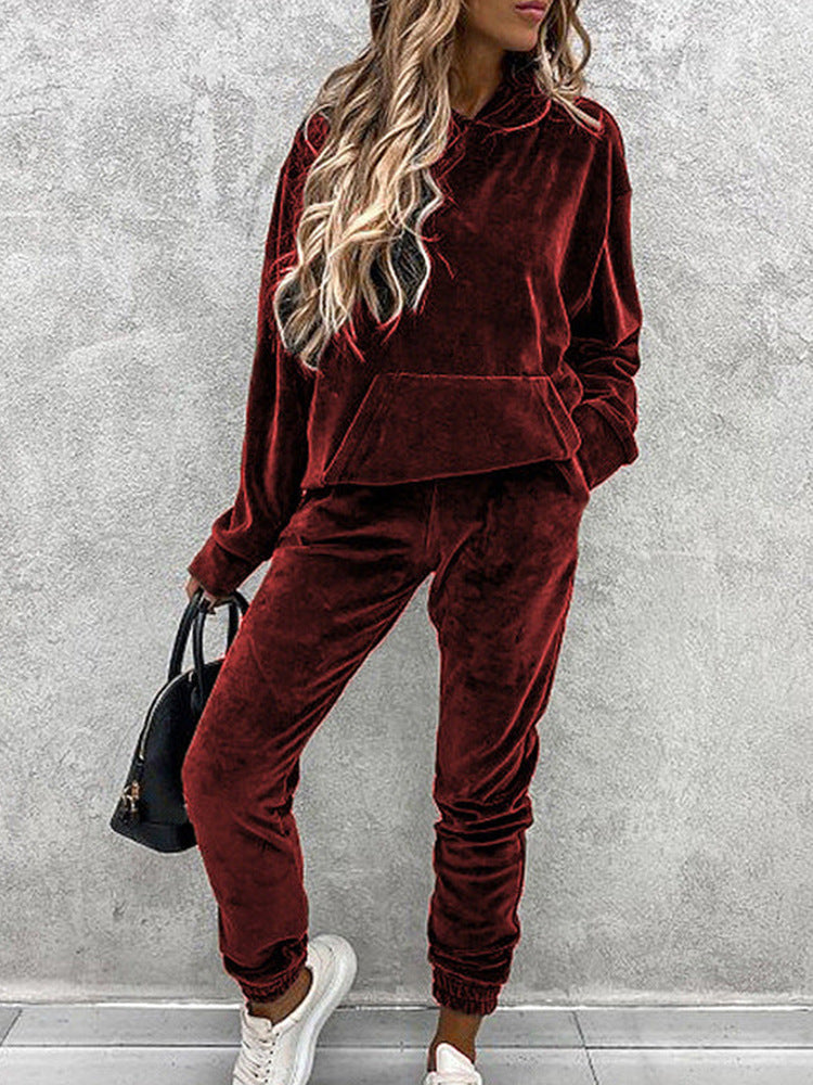 Street Wave Womens Cozy Fleece Set With Oversized Hoodie And Soft Joggers For Lounging