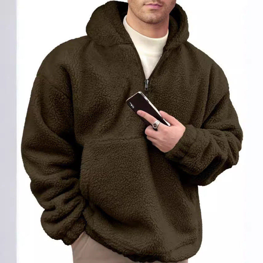 Street Wave Men's Cozy Fleece Pullover With Half Zip Superior Warmth Soft Plush Exterior For Everyday Casual Wear