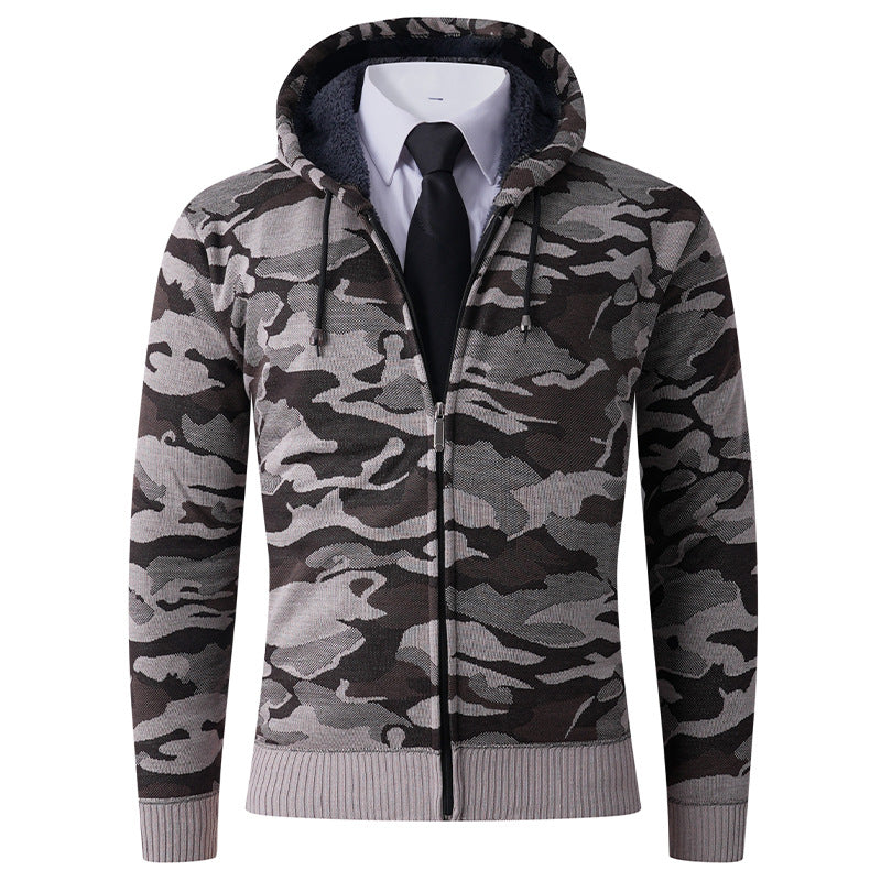 Street-wave Men's Camouflage Hoodie Jacket With Zip Front For Modern Casual Comfort
