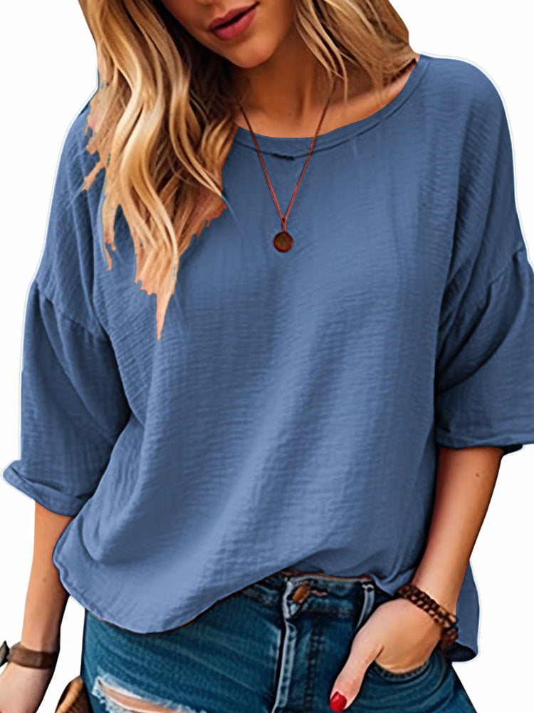 Oversized Shirt For Women Street-wave Casual Comfort With Wide Round Neckline Versatile Everyday Style