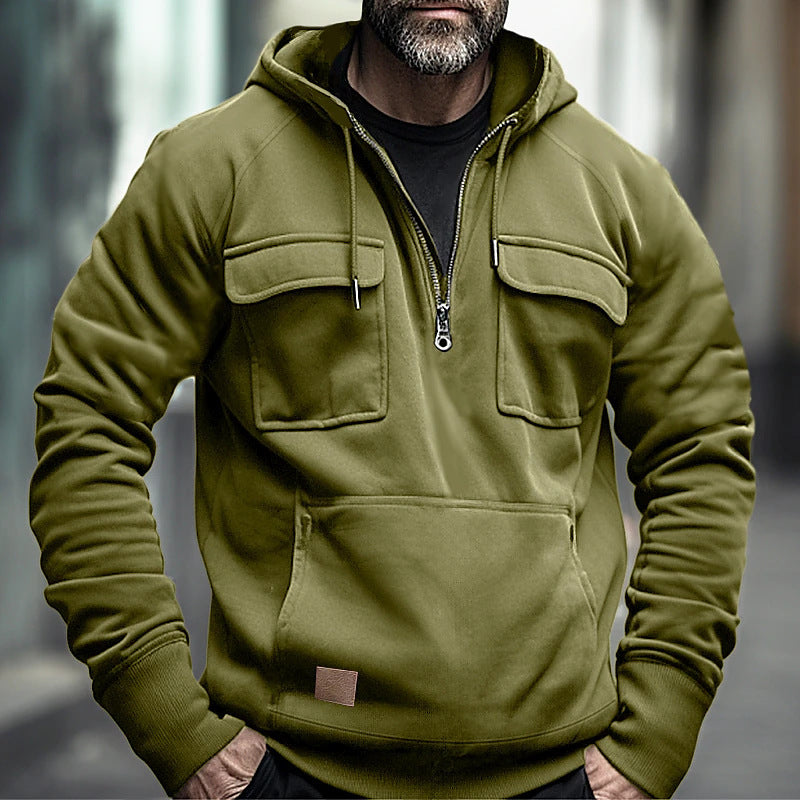 Streetwave Mens Hoodie With Practical Chest Pockets For Urban Modern Men Everyday Comfort
