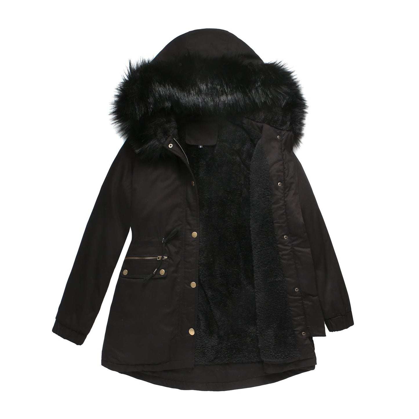 Womens Warm Quilted Jacket With Removable Faux Fur Collar Streetwave Cozy Winter Outerwear