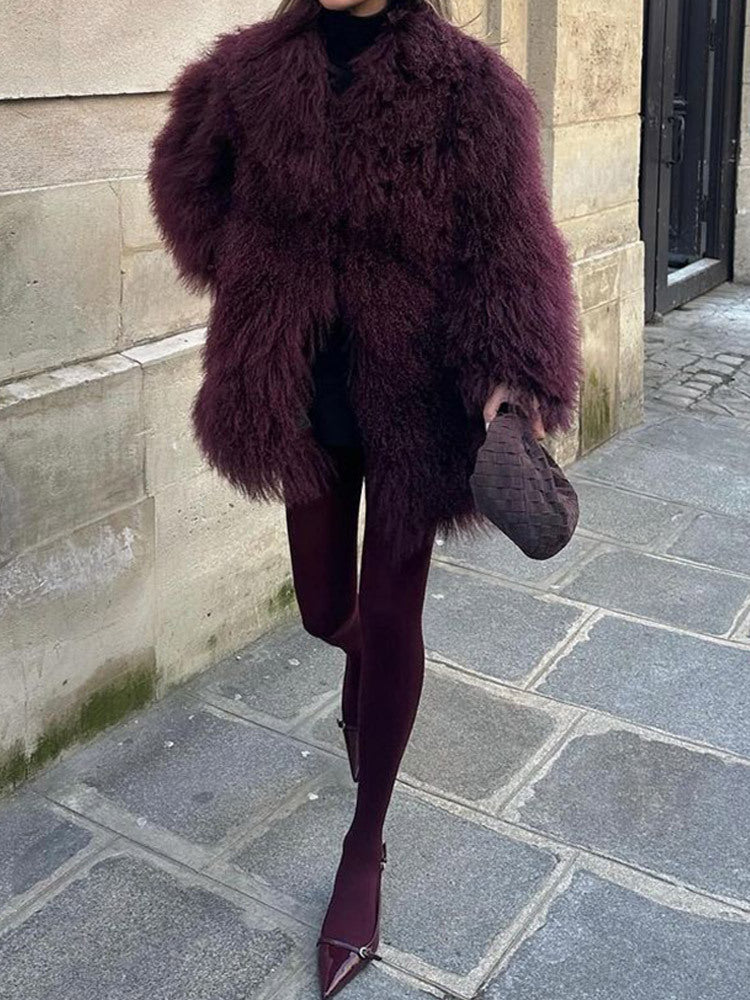 Women Faux Fur Coat Street-wave Oversized Fit Luxurious Soft Texture Warm Winter Outerwear For Cold Weather