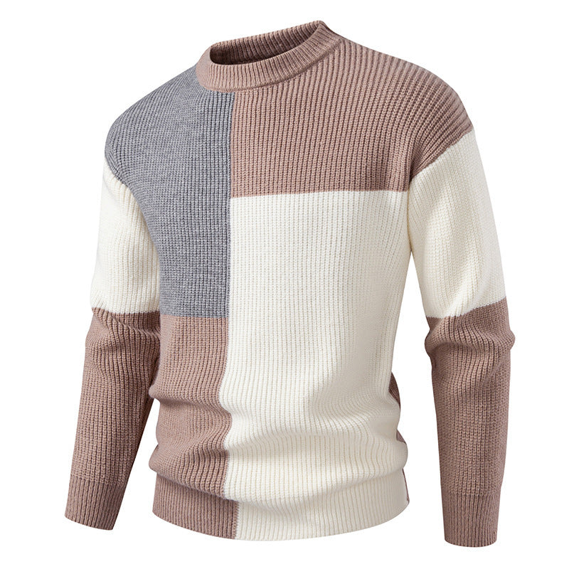 Street Wave Men's Patchwork Knit Sweater Breathable Comfort Color Block Pullover