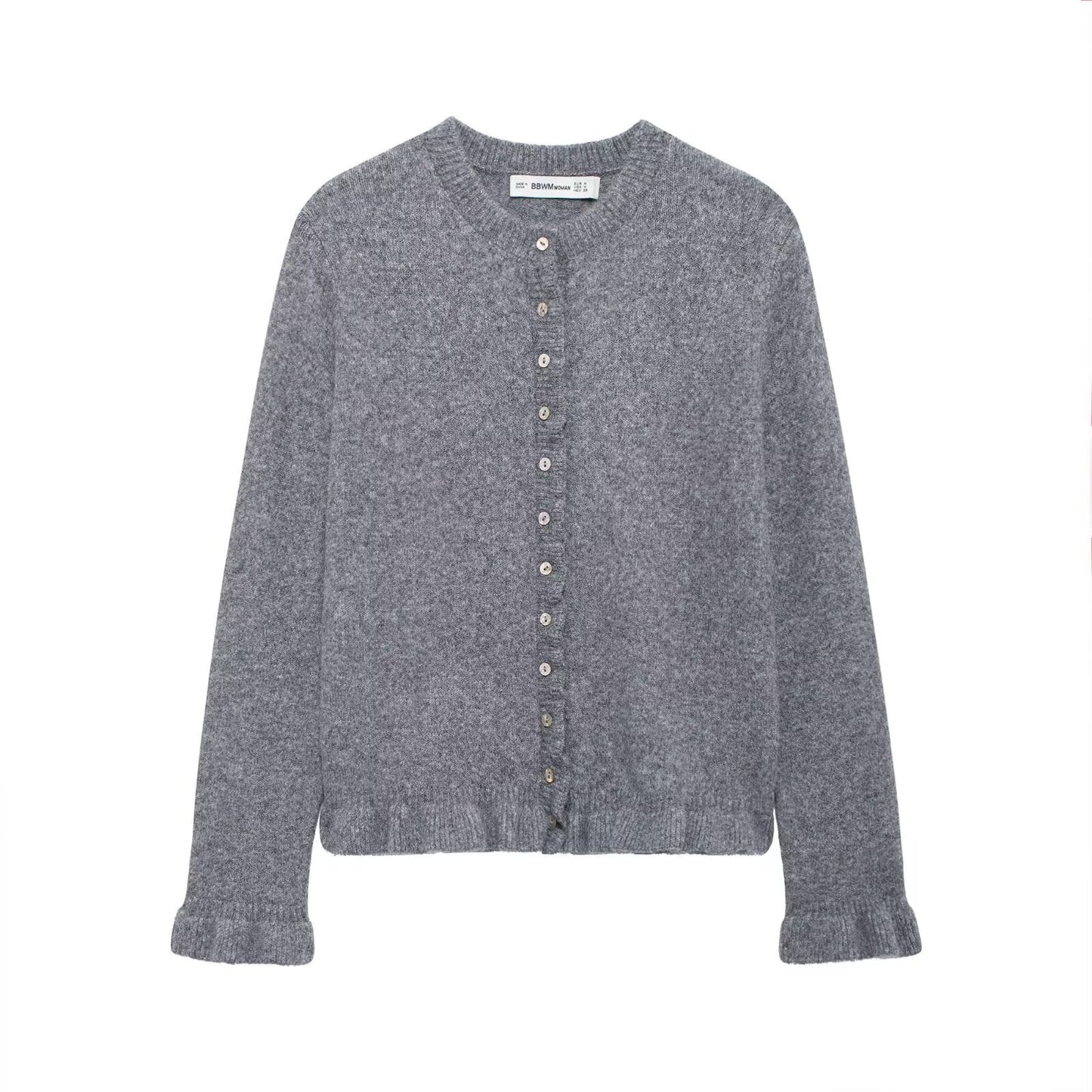 Street-Wave Womens Elegant Knit Cardigan With Decorative Buttons For Women Cozy Comfort