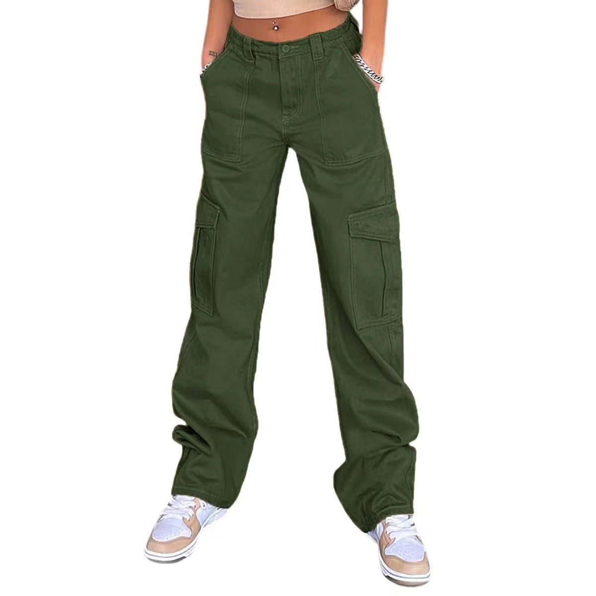 Women's Cargo Pants Street-Wave Wide Leg With Durable Cotton And Practical Side Pockets
