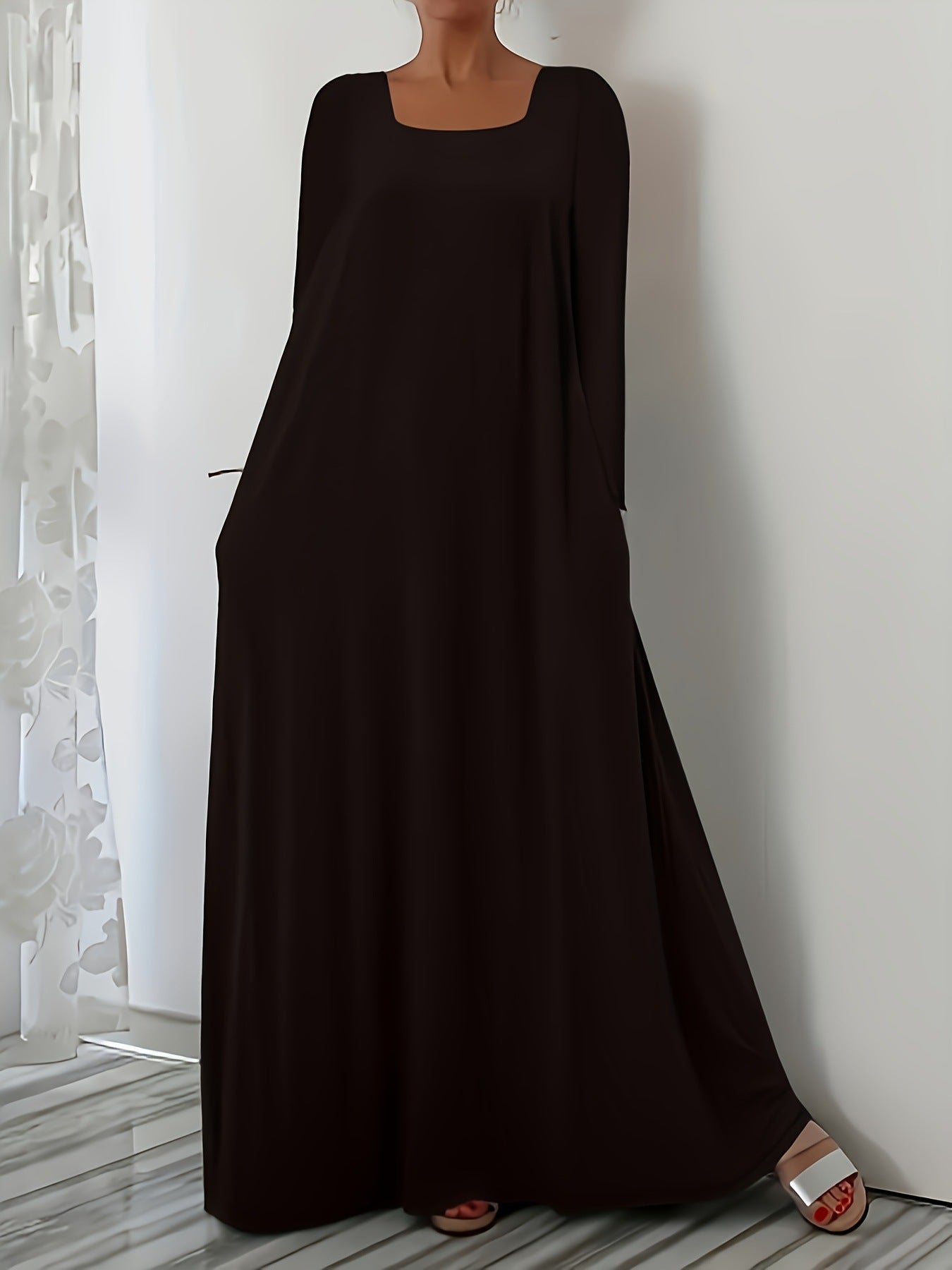 Street-Wave Wide Cut Maxi Dress With Pockets For Women Flowy Comfort Everyday Essential