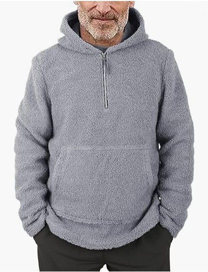 Street Wave Men's Cozy Fleece Pullover With Half Zip Superior Warmth Soft Plush Exterior For Everyday Casual Wear