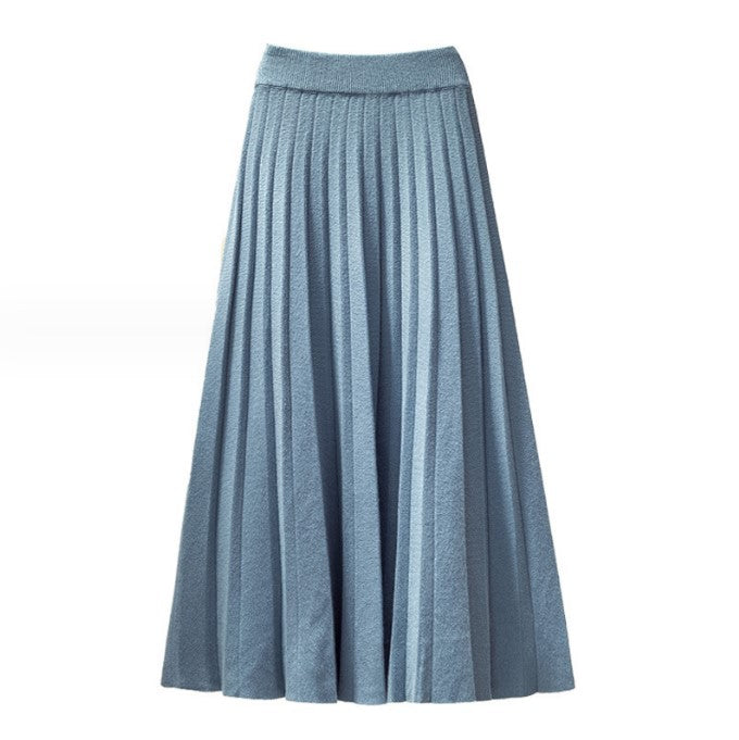 Street-wave Pleated Maxi Knit Skirt for Women Elegant Comfortable Everyday Wear Chic