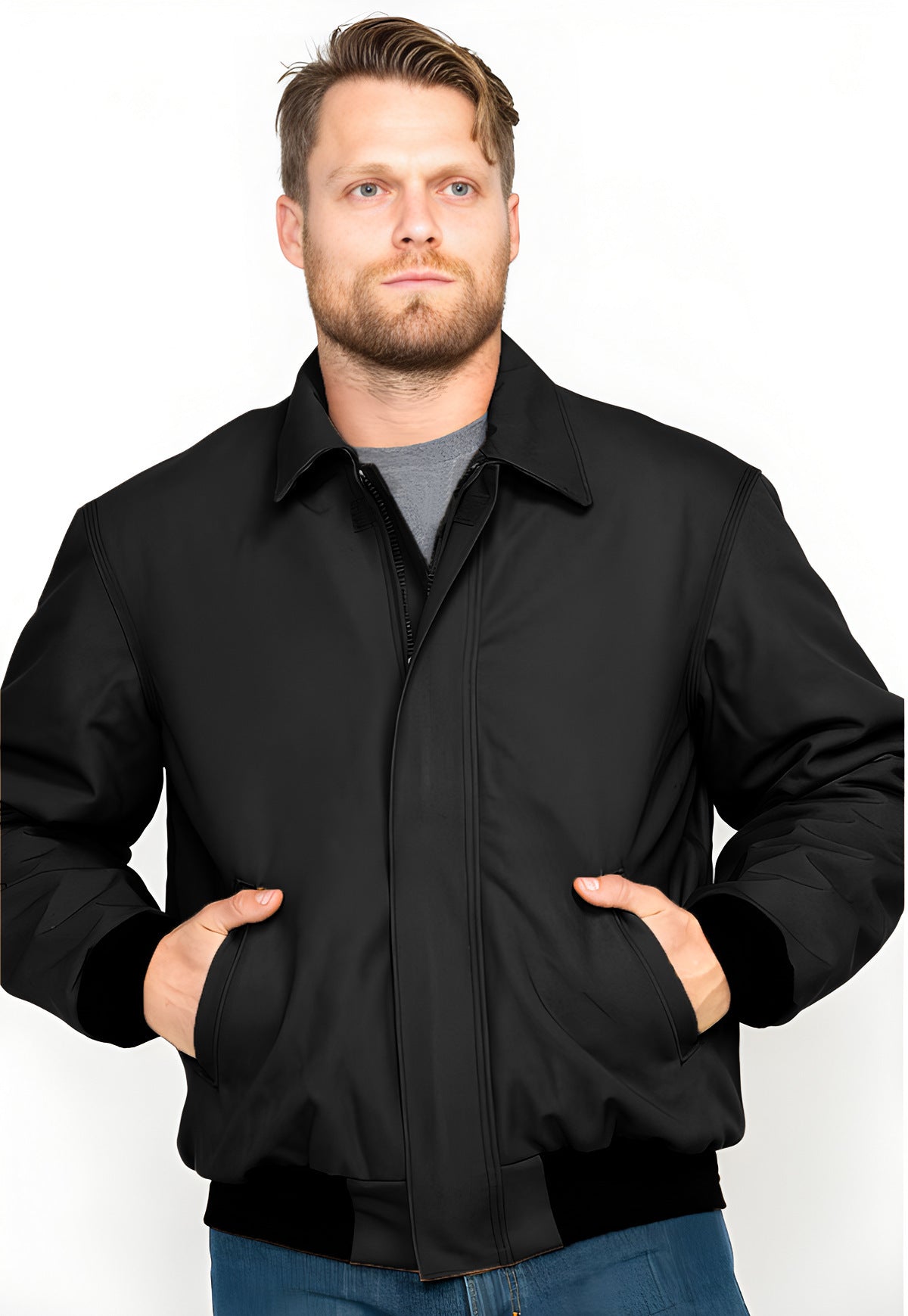 Men's Casual Transitional Jacket With Stand Collar Street-Wave For Men Comfort Fit Everyday