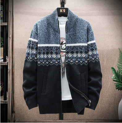 Streetwave Mens Nordic Pattern Zip Cardigan Cozy Knitwear For Winter Layering Soft Warmth And Comfort