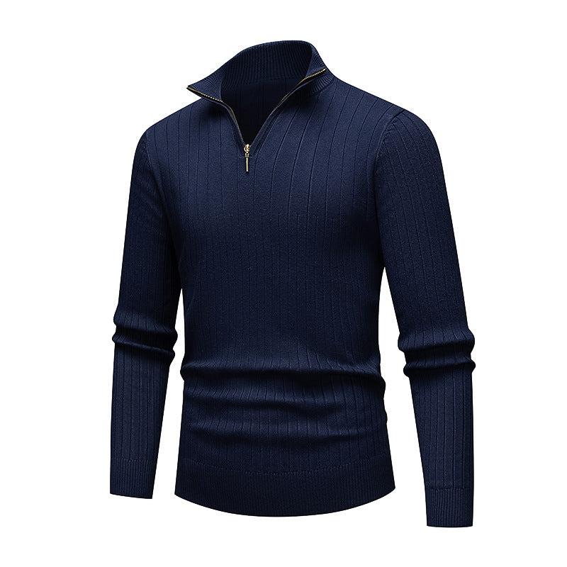 Street-wave Mens Premium Knit Pullover Stand Collar Zipper