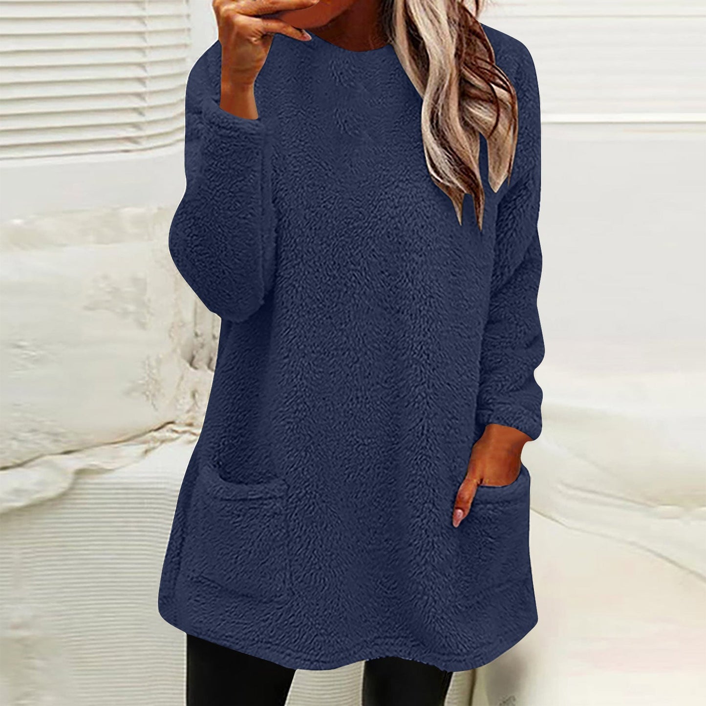 Streetwave Women Cozy Fleece Pullover With Pockets Loose Fit For Casual Comfort Everyday