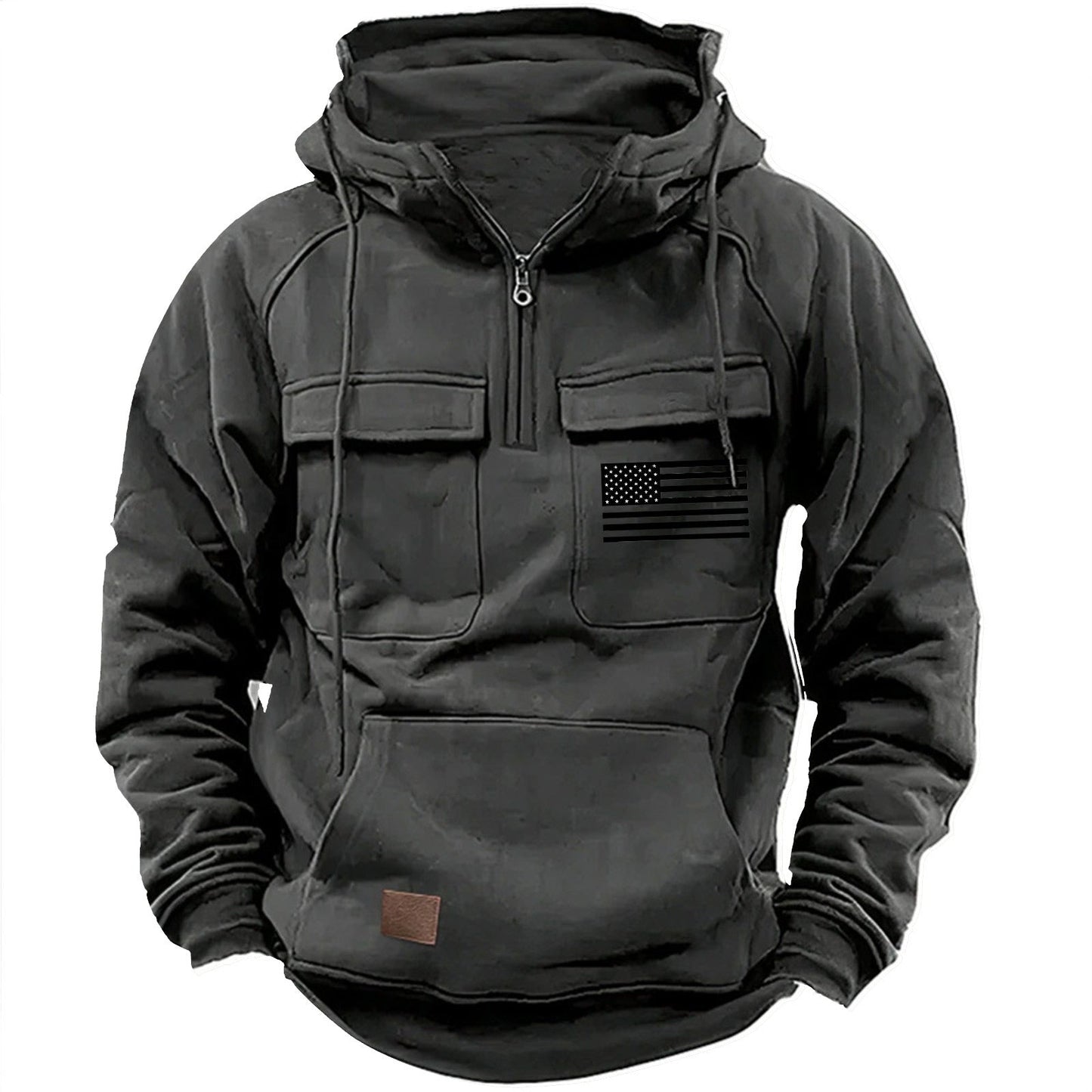Mens Hoodie With Multiple Pockets Street Wave Durable For Outdoor Enthusiasts Sweatshirt