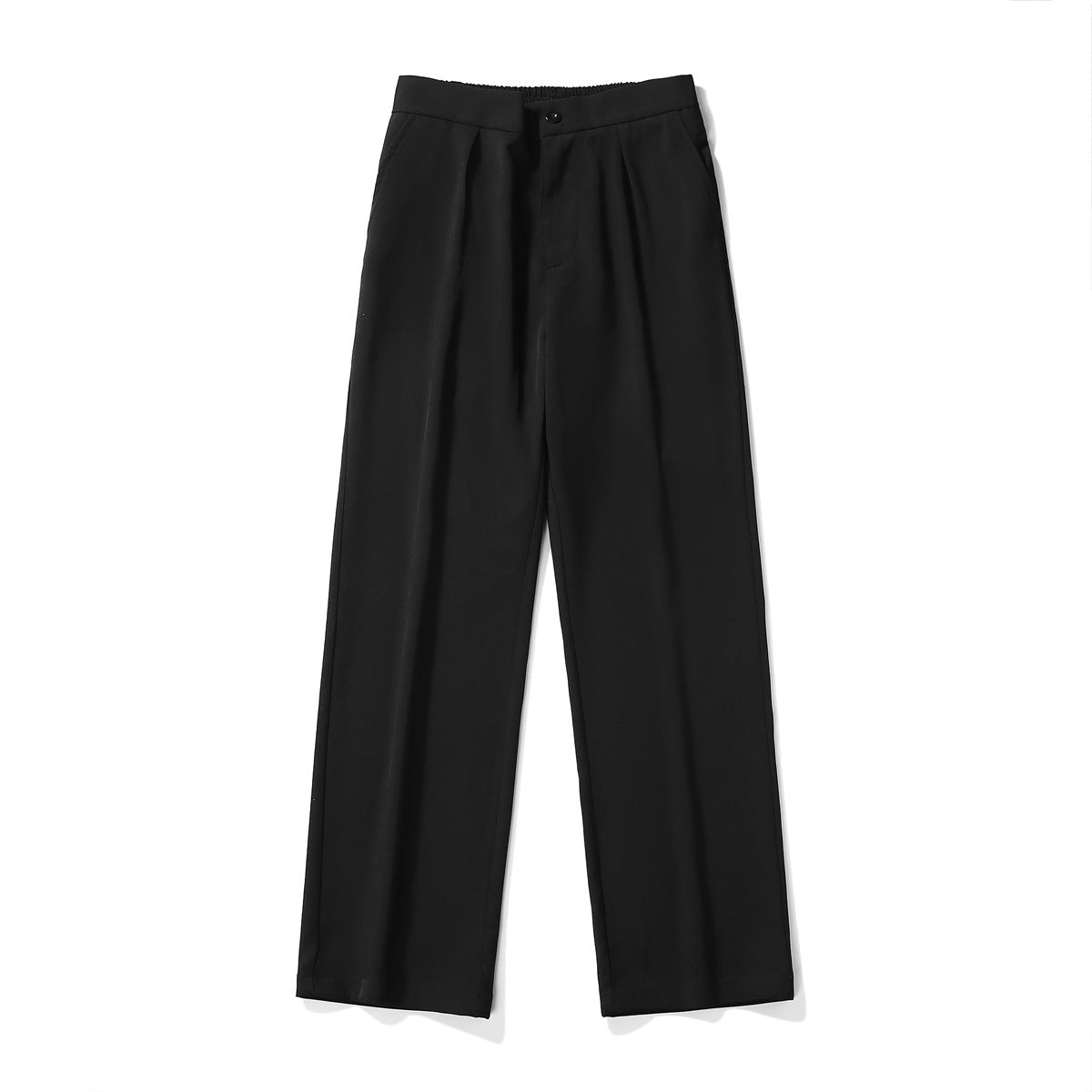 Street-wave Men's Elegant Wide-Leg Pants With Elastic Waist And Side Pockets Office Ready