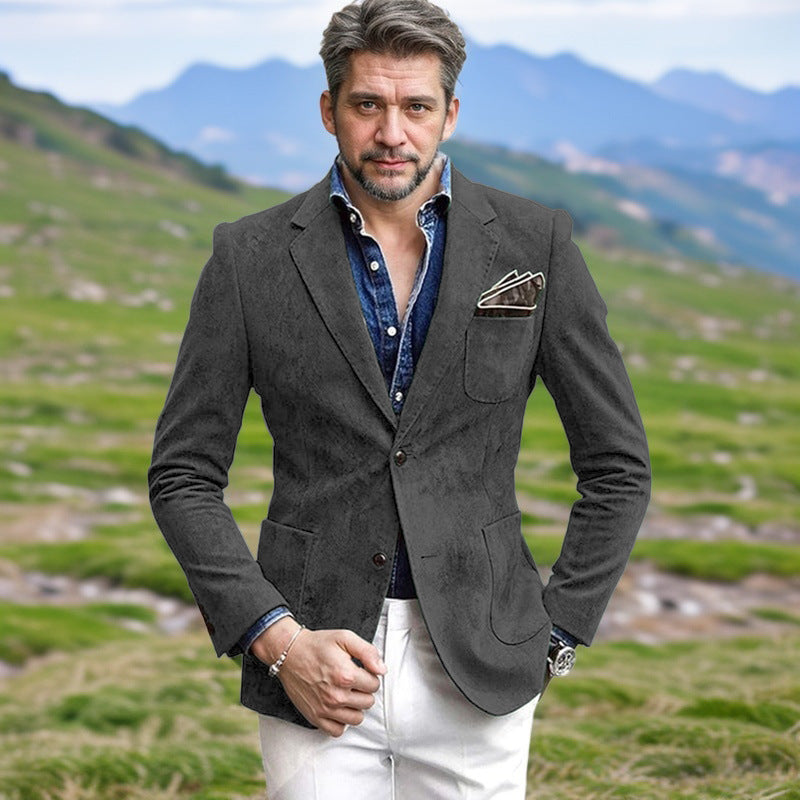 Mens Velvet Blazer Street-Wave Elegant Cut With Plush Feel For Modern All-Season Gentlemen
