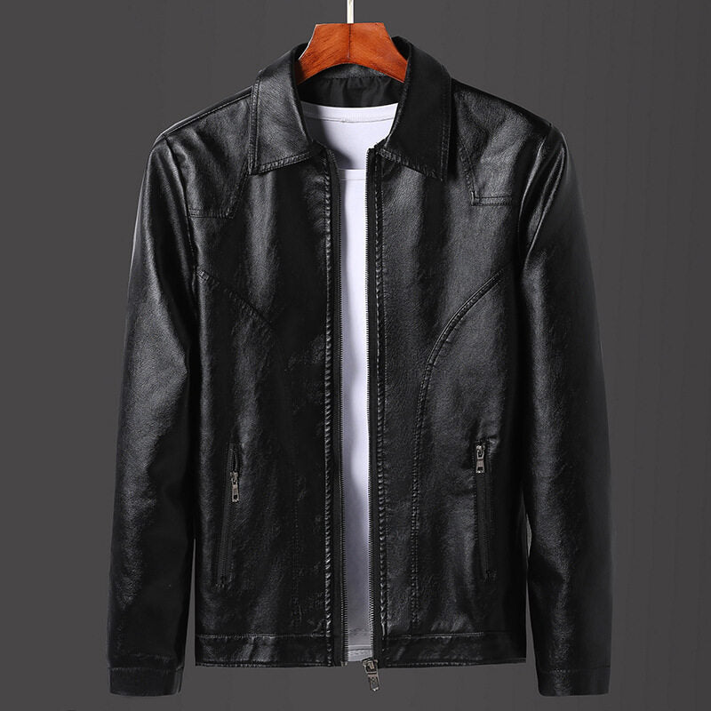Street-wave Men's Casual Faux Leather Jacket Durable Material Modern Fit For Fashion Forward Men