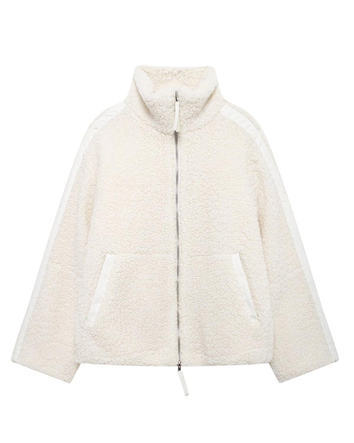 Street Wave Stand Collar Fleece Cardigan For Women With Double Zipper For Layering And Cozy Mobility