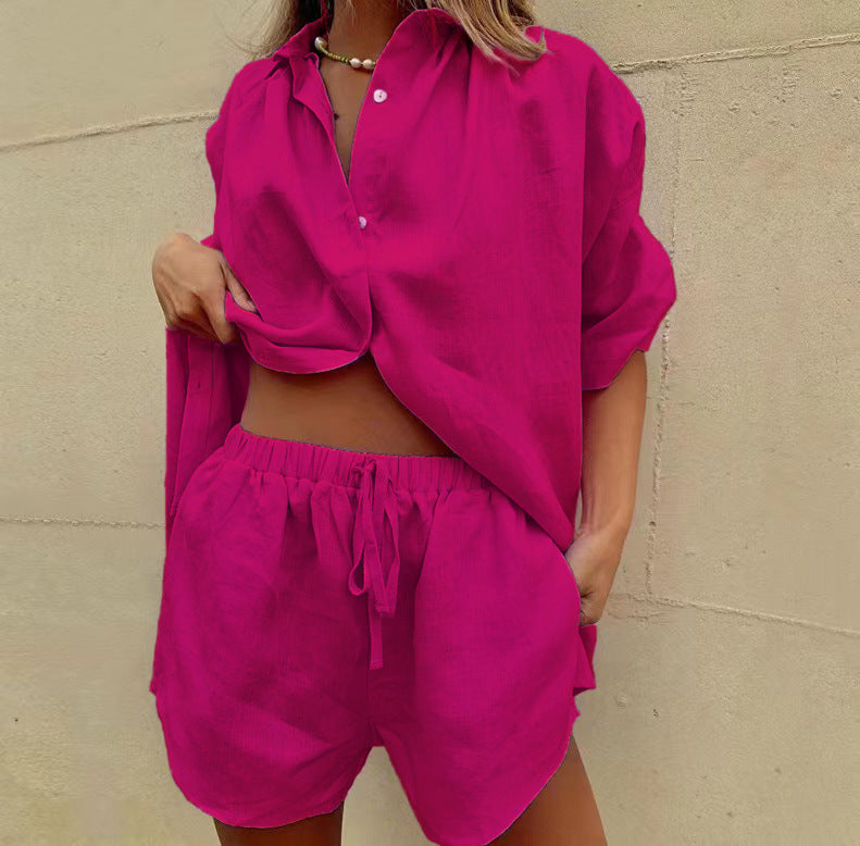 Street Wave Womens Linen Pajama Set With Comfortable Relaxed Fit Breathable Lightweight Sleepwear