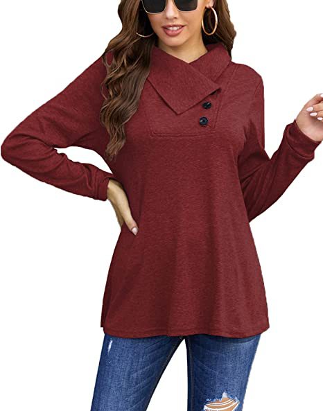 Streetwave Women's Casual Top With Asymmetric Collar And Button Detail For Everyday Chic