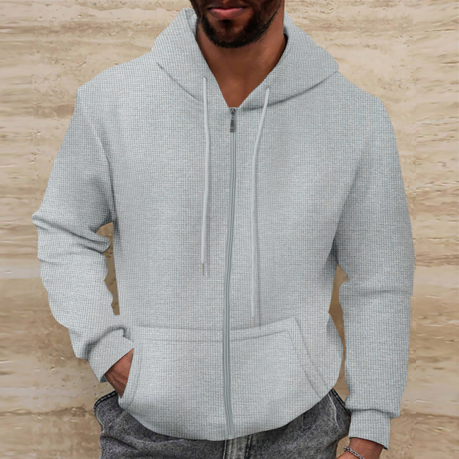 Street-Wave Men's Hoodie Jacket With Structured Texture Cozy Comfort And Practical Pockets