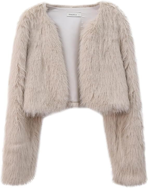 Street Wave Fluffy Cropped Open Front Jacket for Women Cozy Faux Fur Comfort Soft Warmth All Day