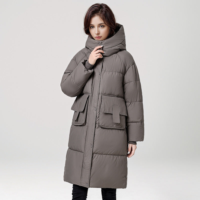 Street-wave Womens Long Puffer Coat With Warm Hood And Practical Pockets Insulated Quilted Parka