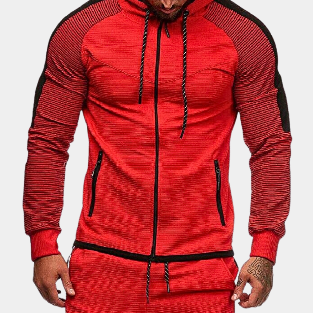 Niko Mens Hoodie Jacket Streetwave Striped Sleeves Zipper Front Relaxed Fit For Everyday Style