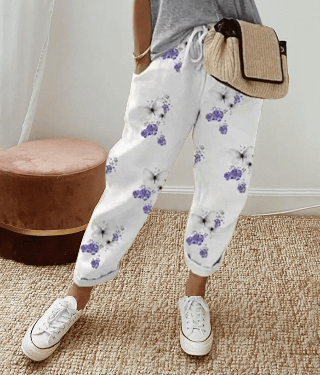 Women's Trousers with Flattering Fit and Printed Design