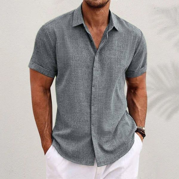 Anton Linen Cotton Blend Shirt For Men Breathable Airy Comfort Short Sleeve Everyday Wardrobe Essential