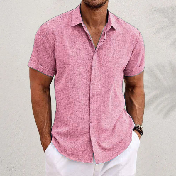 Anton Linen Cotton Blend Shirt For Men Breathable Airy Comfort Short Sleeve Everyday Wardrobe Essential