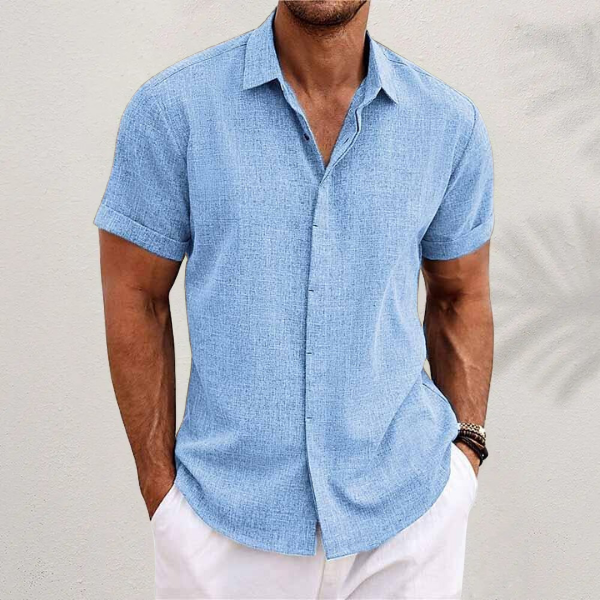 Anton Linen Cotton Blend Shirt For Men Breathable Airy Comfort Short Sleeve Everyday Wardrobe Essential
