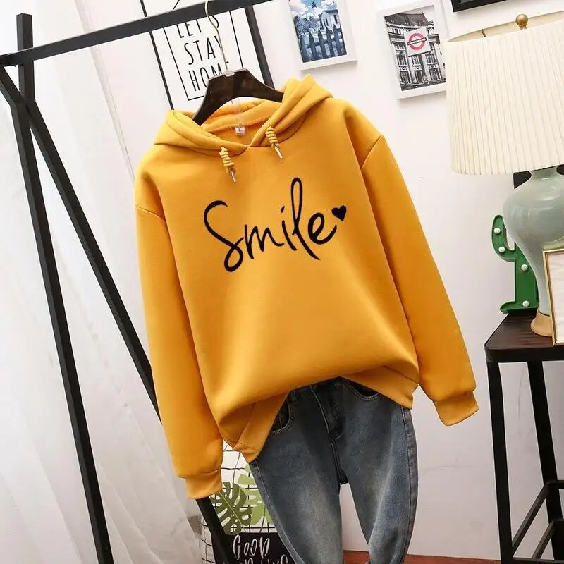 Smile Love Hoodie By Street-Wave Cozy Soft Fleece Lined For Everyday Comfort All Day Warmth And Positive Smile Print