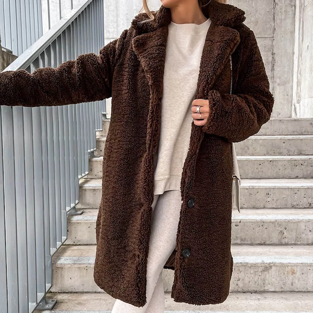 Street Wave Sophie Plush Coat Long Cozy Warmth For Unisex