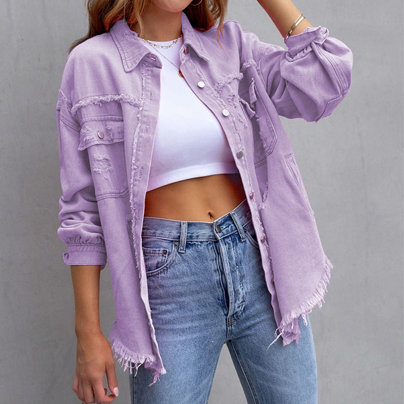 Pink Distressed Denim Jacket Lucie By Streetwave For Fashion Forward Women Who Value Everyday Versatility