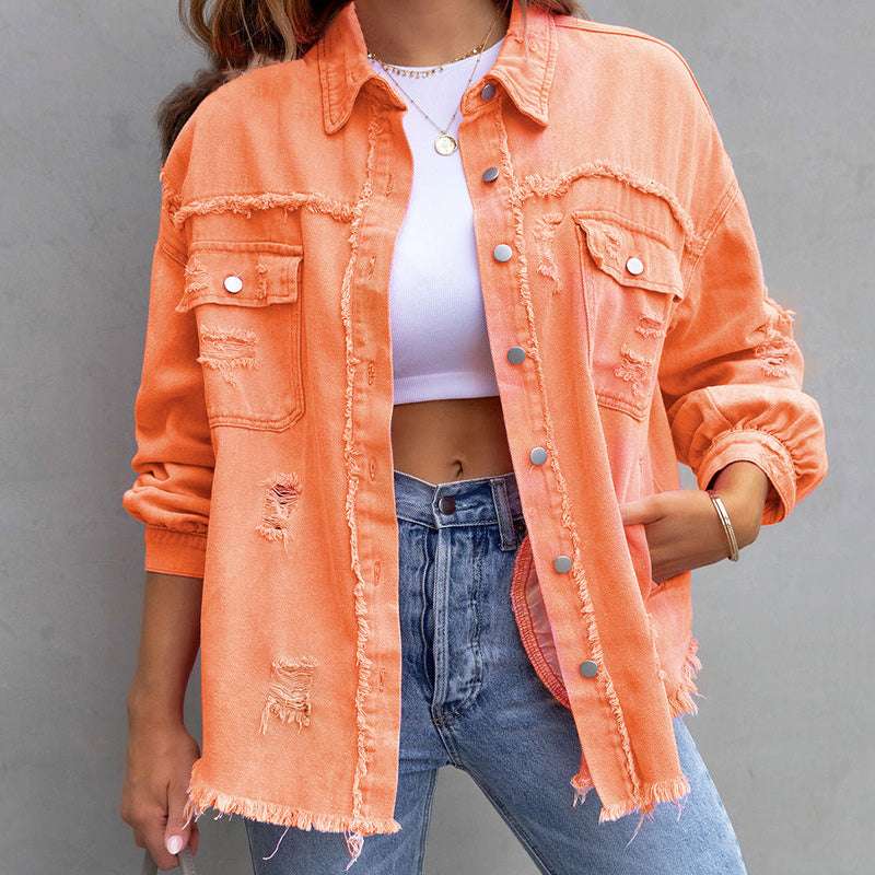 Pink Distressed Denim Jacket Lucie By Streetwave For Fashion Forward Women Who Value Everyday Versatility