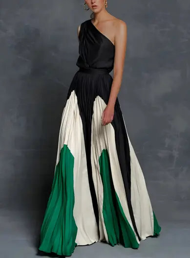 Street Wave One Shoulder Maxi Dress For Women Flowing