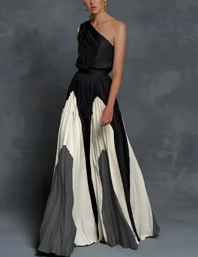 Street Wave One Shoulder Maxi Dress For Women Flowing