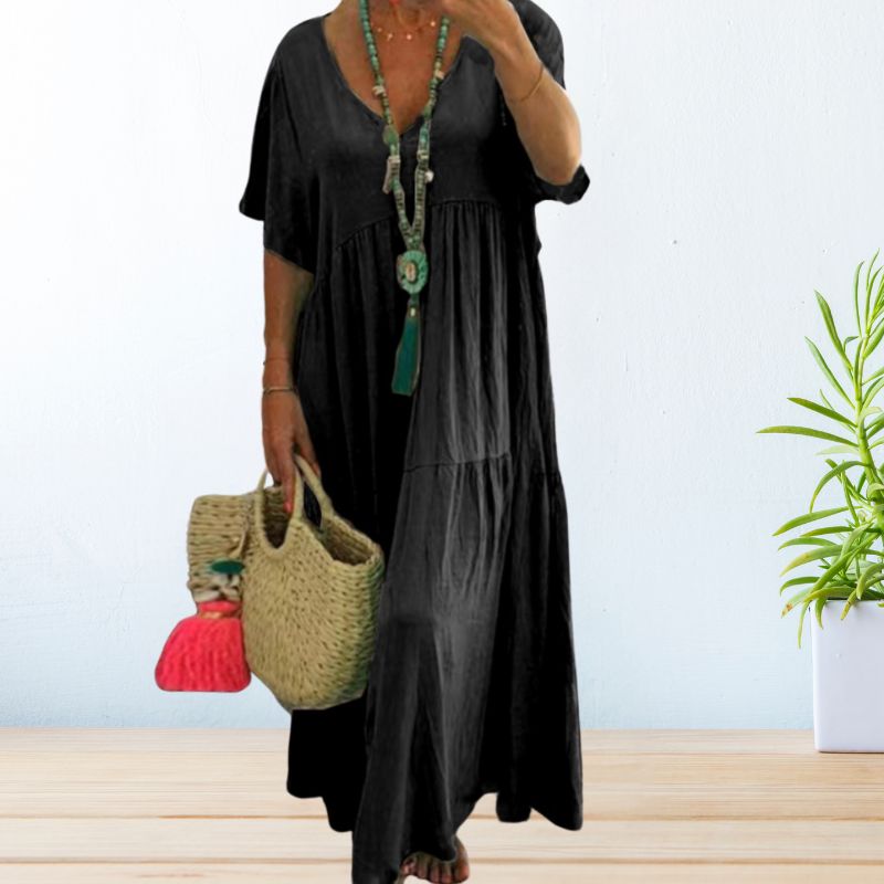 Women's Draped Dress with Flowing Design and Versatile Style